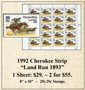 1992 Cherokee Strip “Land Run 1893” Stamp Sheet