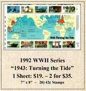 1992 WWII Series “1943: Turning the Tide” Stamp Sheet