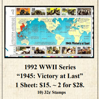 1992 WWII Series “1945: Victory at Last” Stamp Sheet