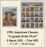 1993 American Classics “Legends of the West” Stamp Sheet