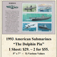 1993 American Submarines “The Dolphin Pin” Stamp Sheet