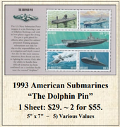 1993 American Submarines “The Dolphin Pin” Stamp Sheet