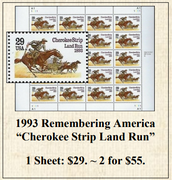 1993 Remembering America “Cherokee Strip Land Run” Stamp Sheet