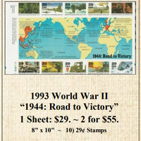 1993 World War II “1944: Road to Victory” Stamp Sheet