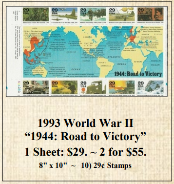 1993 World War II “1944: Road to Victory” Stamp Sheet