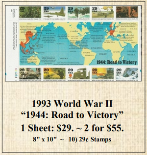 1993 World War II “1944: Road to Victory” Stamp Sheet