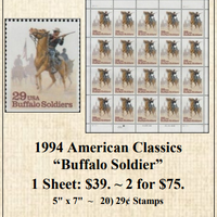 1994 American Classics “Buffalo Soldier” Stamp Sheet