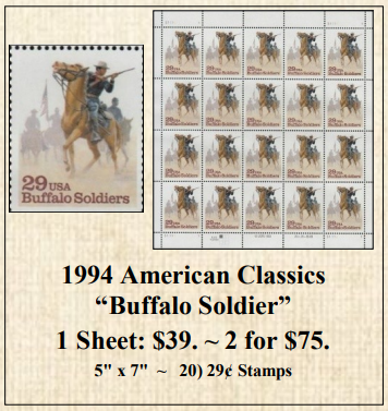 1994 American Classics “Buffalo Soldier” Stamp Sheet