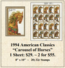 1994 American Classics “Carousel of Horses” Stamp Sheet