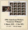1994 American Writers “Tennessee Williams” Stamp Sheet