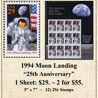 1994 Moon Landing “25th Anniversary” Stamp Sheet