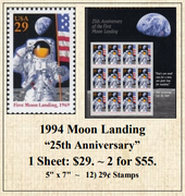 1994 Moon Landing “25th Anniversary” Stamp Sheet