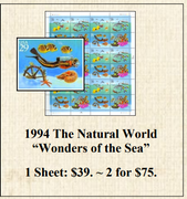 1994 The Natural World “Wonders of the Sea” Stamp Sheet