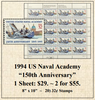 1994 US Naval Academy “150th Anniversary” Stamp Sheet