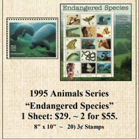 1995 Animals Series “Endangered Species” Stamp Sheet