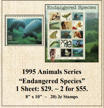 1995 Animals Series “Endangered Species” Stamp Sheet