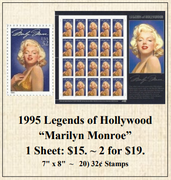 1995 Legends of Hollywood “Marilyn Monroe” Stamp Sheet