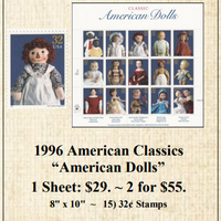 1996 American Classics “American Dolls” Stamp Sheet