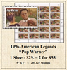 1996 American Legends “Pop Warner” Stamp Sheet