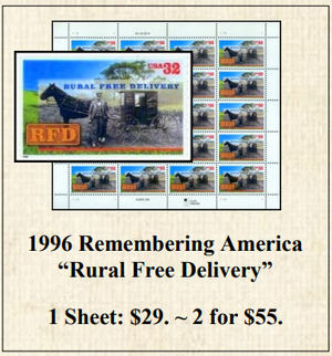 1996 Remembering America “Rural Free Delivery” Stamp Sheet