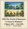 1996 The World of Dinosaurs “A Scene in Montana” Stamp Sheet