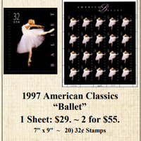 1997 American Classics “Ballet” Stamp Sheet