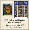 1997 Hollywood Classics “Movie Monsters” Stamp Sheet