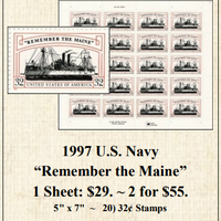 1997 U.S. Navy “Remember the Maine” Stamp Sheet