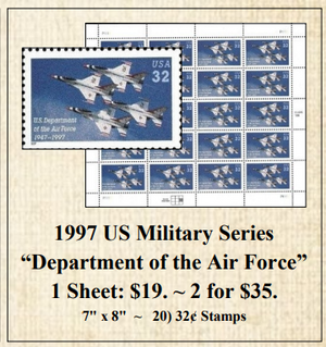1997 US Military Series “Department of the Air Force” Stamp Sheet