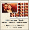 1998 American Classics “Alfred Lunt & Lynn Fontanne” Stamp Sheet