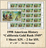 1998 American History “California Gold Rush 1949” Stamp Sheet
