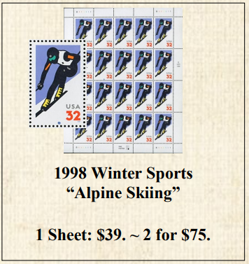 1998 Winter Sports “Alpine Skiing” Stamp Sheet