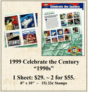 1999 Celebrate the Century  “1900’s” Stamp Sheet