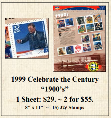 1999 Celebrate the Century  “1900’s” Stamp Sheet