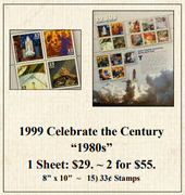 1999 Celebrate the Century “1980s Stamp Sheet