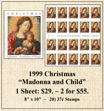 1999 Christmas “Madonna and Child” Stamp Sheet