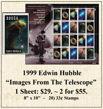 1999 Edwin Hubble “Images From The Telescope” Stamp Sheet | Palm Island