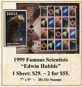 1999 Famous Scientists “Edwin Hubble” Stamp Sheet