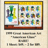 1999 Great American Art “American Glass” Stamp Sheet