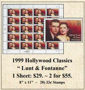 1999 Hollywood Classics “Lunt & Fontanne” Stamp Sheet