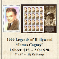 1999 Legends of Hollywood “James Cagney” Stamp Sheet