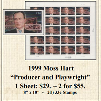 1999 Moss Hart “Producer and Playwright” Stamp Sheet