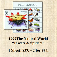 1999 The Natural World “Insects & Spiders” Stamp Sheet