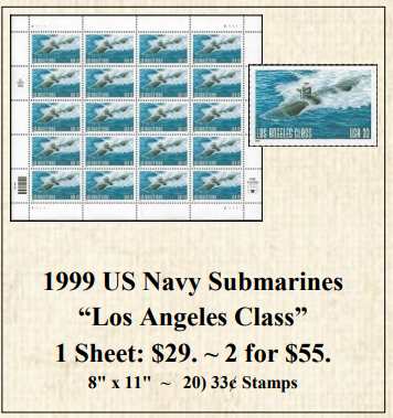 1999 US Navy Submarines “Los Angeles Class” Stamp Sheet
