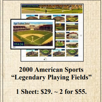 2000 American Sports “Legendary Playing Fields” Stamp Sheet