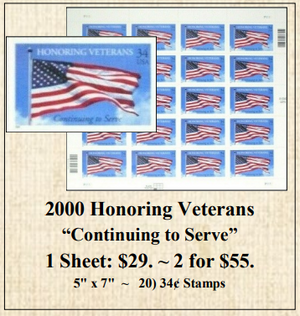 2000 Honoring Veterans “Continuing to Serve” Stamp Sheet