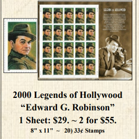 2000 Legends of Hollywood “Edward G. Robinson” Stamp Sheet