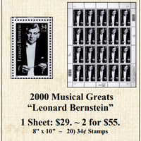 2000 Musical Greats “Leonard Bernstein” Stamp Sheet