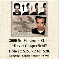 2000 St. Vincent ~ $1.40  “David Copperfield” Stamp Sheet