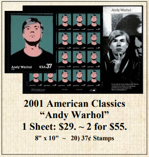 2001 American Classics “Andy Warhol” Stamp Sheet